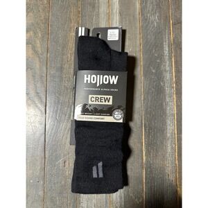 Hollow Performance Alpaca Crew Socks Black LG Mens 10.5-13 Womens 10.5-12 New
